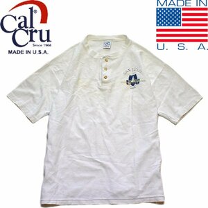 1点物◆USA製カルクルーCCヘンリーネックTシャツ古着メンズLレディースOKアメカジ90sストリート/スポーツUSAブランド中古アメリカ製558180