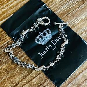  new goods Justin Davis SBJ552 DOUBLE CROSS Skull Crown bracele regular price 42,900 jpy 8inch postage 370 jpy ~ JUSTIN DAVIS men's accessory 