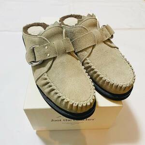 極美品 foot the coacher モカシン レザーシューズ サンダル 定価53,900円 8(26cm) フットザコーチャー CUT-OFF RING MOCCASIN 革靴 箱付