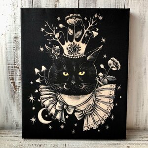 星月猫★アート「KING」絵画 木製パネル貼り F3サイズ複製画「003」猫