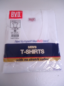 【KCM】□Rom-153-M★新品★【B.V.D.】メンズ　U首半袖Tシャツ　インナーシャツ　ホワイト　サイズ M　ニューゴールド