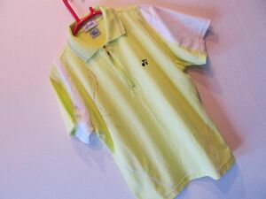  Yonex verycool* polo-shirt with short sleeves half Zip *L size yellow white YONEX tennis training 