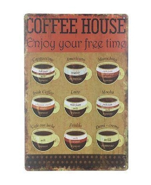 K181 新品●ブリキ看板 コーヒー メニュー Coffee menu 喫茶店 cafe カフェ インテリアに アンティーク ビンテージ レトロ