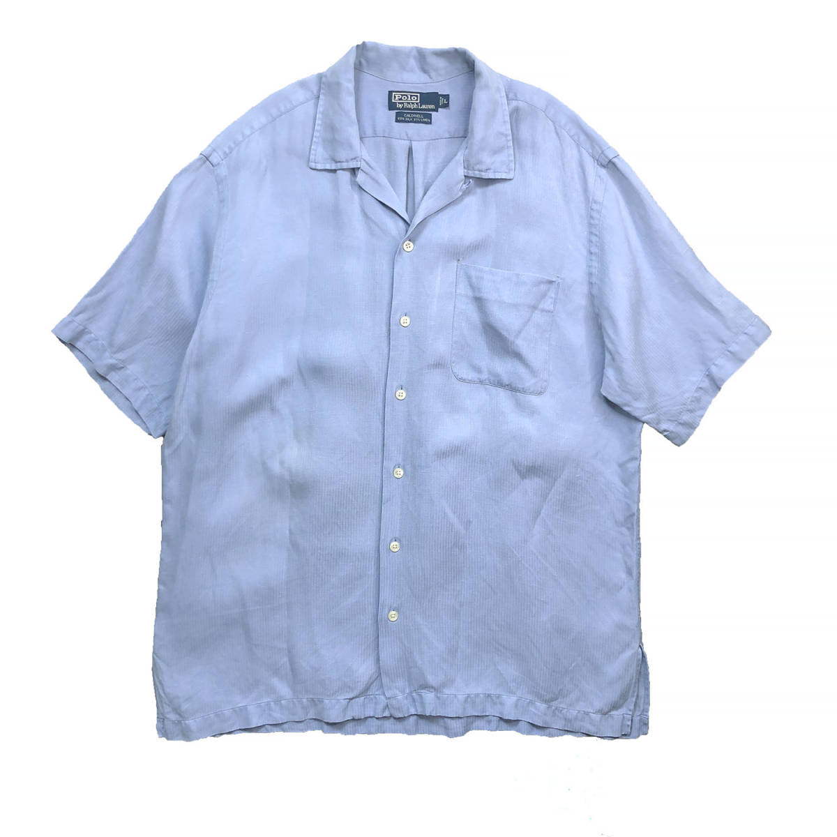 スペシャル】90s 無地 麻 ポロ ラルフローレン オープンカラー シャツ