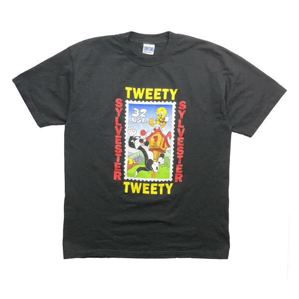 90S ヴィンテージ ルーニーテューンズ トゥイーティー シルベスター キャラクター Tシャツ メンズXL相当 大きいサイズ Looney Tunes BA1851