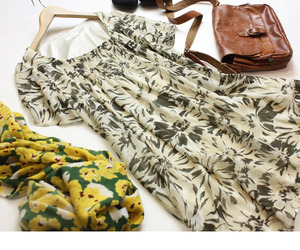 a.v.v lady's One-piece tunic chiffon resort short sleeves size 38 retro pattern 30051310