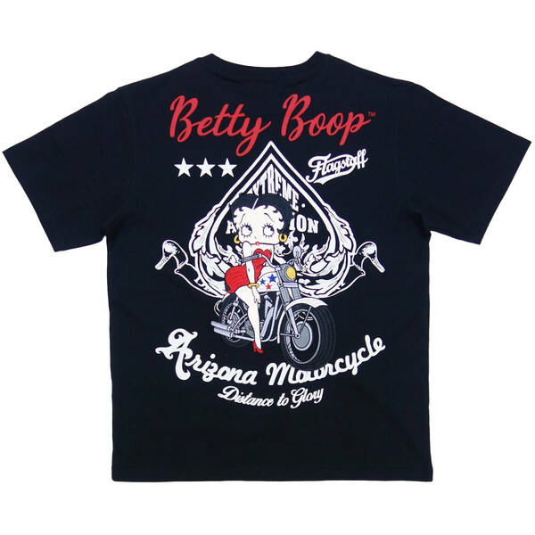 送料無料 フラッグスタッフ 半袖 Tシャツ 432020 黒 LL(XL) ベティちゃん コラボ FLAG STAFF Betty Boop バイカー アメカジ メンズ
