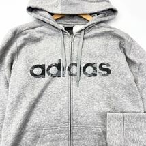 adidas ☆ カモフラロゴ◎ グレー スウェット ジップアップ パーカー O シンプル スポーツ ストリート タウンユース アディダス■S1533_画像4