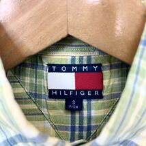 90s ☆ TOMMY HILFIGER ☆ 春夏らしい風合い感◎ 半袖 チェック シャツ イエロー グリーン ネイビー S 古着MIX トミーヒルフィガー■S1631_画像5