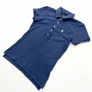 POLO RALPH LAUREN ☆ スリムフィット◎ ポロシャツ ネイビー レディース S アメカジ 大人カジュアル 着心地◎ ポロラルフローレン■L253