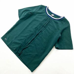 LACOSTE LIVE ☆ 着こなし幅の広い◎ フロントフリル 半袖 デザイン トップス Tシャツ グリーン M 大人カジュアル ラコステ ライブ■AB251