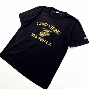 Russell Athletic ☆ ナイスなプリント◎ 半袖 Tシャツ ブラック イエロー L 王道 定番 アメカジ ストリート 古着MIX ラッセル■AK252