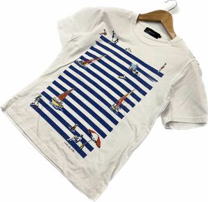 SHIPS * sailing boat stain included print * short sleeves T-shirt white S spring summer marine American Casual adult Street old clothes MIX Ships #S1635