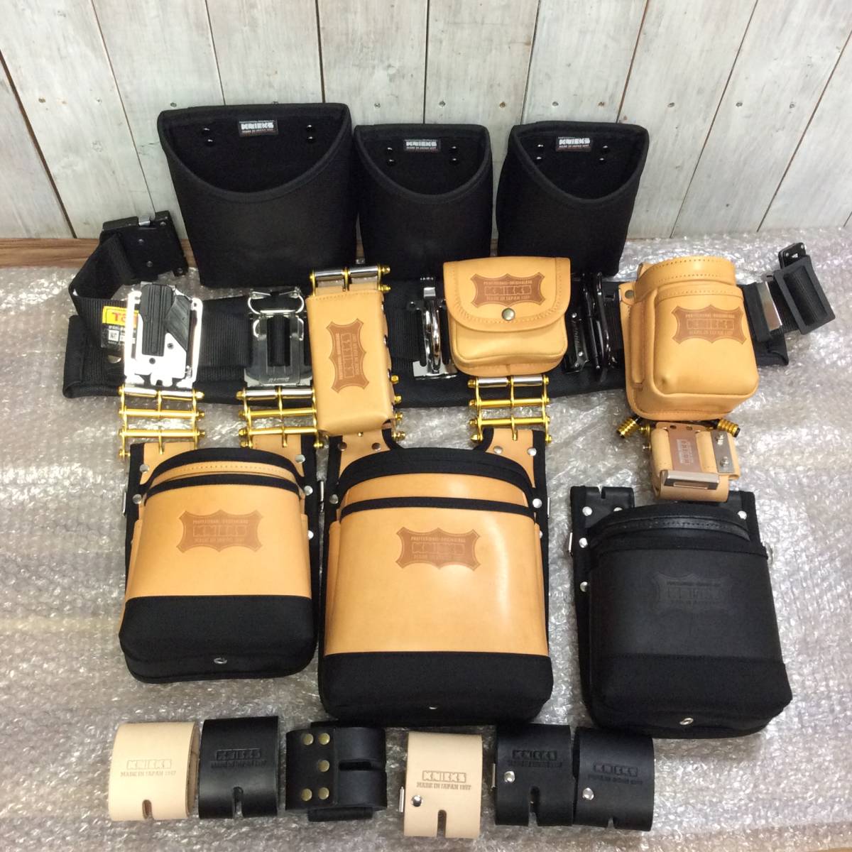 KNICKS ニックス 腰袋 ヌメ革 ブラック 2段 工具入れ 工具ホルダー