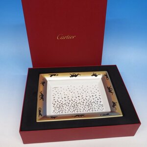 1円～おたからや◆xm721　カルティエ（Cartier）アッシュトレイ　スクエアトレイ　ヒョウ柄　箱有り　ブランド西洋食器
