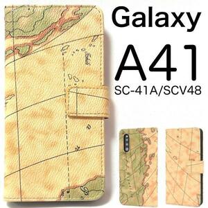 Galaxy A41 SC-41A/SCV48// 地図 デザイン 手帳型ケース SC-41A (docomo)SCV48 (au) (UQ mobile)