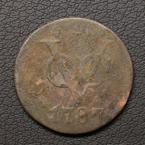 オランダ領東インド VOC DUIT銅貨（1787）ヘルダーラント・ミント[E1929] インドネシア、コイン、蘭印