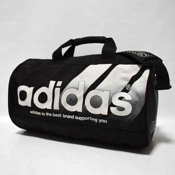 美品★adidasアディダス★90sビンテージ ボストンバッグ ドラムバッグ 黒 デサント時代 ACEバッグ正規ライセンス品