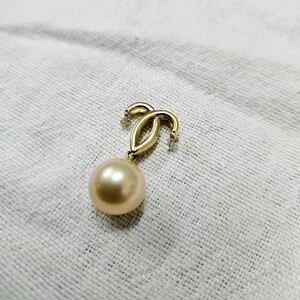 K18 Pearl X Diamond Collece Top Gearl Diewelry Accessory 18 золото около 3,72 г D0.17ct One Grain Pendent