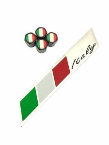 B 黒 イタリア 国旗 ステッカー フェンダー バルブキャップ エンブレム アルファロメオ ALFA ROMEO 147 155 14C ジュリア ジュリエッタ