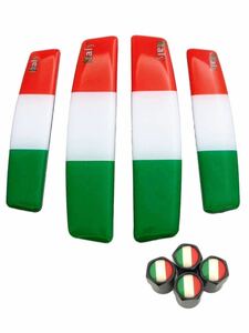F 黒 イタリア 国旗 ドアパンチ ガード バルブキャップ モール クッション ランチア LANCIA イプシロン テージス デルタ