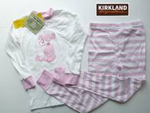 新品 KIRKLAND カークランド ★上質オーガニックコットン100　ひつじ刺繍　ピンク　長袖　パジャマ　上下セット　6　120_画像1