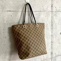 本物☆GUCCI グッチ GG キャンバス トートバッグ ブラウン ハンドバッグ レザー ビジネス バッグ オールド ヴィンテージ レディース メンズ_画像4