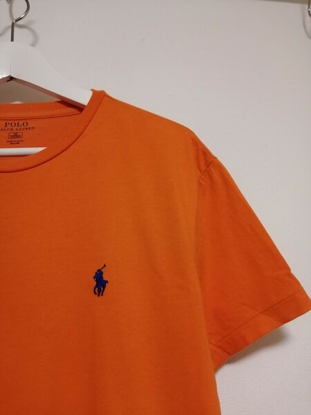 美品　ポロ ラルフローレン　POLORALPHLAUREN 無地Tシャツ　半袖Tシャツ　XS オレンジ　ワンポイント　刺繍