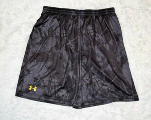 ⑬★アンダーアーマー★UNDER ARMOUR★グレー柄入２ポケット#ゴム＆紐付きハーフパンツ 薄手柔らか素材のショート短パンXL W80-90M＃L＃LL