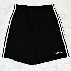 *⑨*adidas* Adidas * чёрный цвет черный резина & шнур имеется шорты боковой 2 карман # Short короткий хлеб XL* талия 86~115*ML/LL