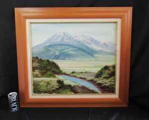 ■仲田嵩■中田嵩　九重　額装約70×62㎝　風景　山　田舎　油彩　油絵