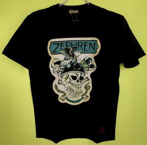 新古品　ZEPHYREN　ゼファレン　半袖　プリント　Tシャツ　ブラック　Mサイズ　綿100％　E-276