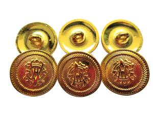 手芸 和洋裁用釦 エンブレム金ボタン メタルゴールド金属（18mm 6個入り）b6982-18　