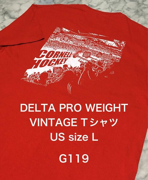【レア】US古着 L size VINTAGE DELTA PRO WIGHT デザインTシャツ