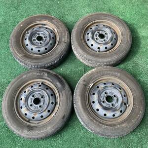 MB167-305 PRACTIVA 20年製 バリ山 145/80R13 75S 4本set TOPY製　4.00B 4穴 100 +46 54mm モコ プレオ アルト ワゴンR 等