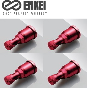 [送料無料] [新品] [ENKEI] (品番:40-450-2615-R) [AIR VALVE] (エアーバルブ) [レッド/赤色] [アルミ製] [4個/4本] [エンケイ] [1台分]