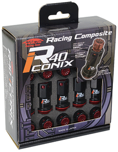送料無料 RIF-01KU KicS Racing Composite R40 iCONIX M12 x P1.5 Nut Set Resin Cap ブラック 樹脂キャップ ブルー ロック無 KYO-EI