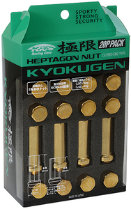 送料無料 新品 極限 KYO-EI HPF3A5 KYOKUGEN Closed End Type L50 ゴールド ナット 20個(1台分) M12 P1.25 19/21HEX 50mm 7角 ロックナット