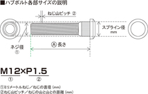 送料無料 新品 KYO-EI ハブボルト(Hub Bolt) (品番:SBM-2) (M12×P1.5) (長さ 61mm) (スプライン径 14.3mm) (8本) 三菱 国産車 日本車_画像2