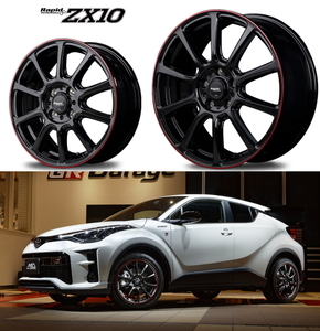 [業販限定販売] [新品] [14インチ] [軽量] [Rapid performance ZX10] [5.5J+38] [165/70R14] [ヴィッツ/ノート] [ラピード] [BK/RED]