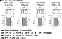 送料無料 新品 KYO-EI [品番:T670-28] Bull Lock TUSKEY Bolt M14×P1.5 13R (首下長さ:28mm) (全長:53mm) メッキ ロックボルト_画像2