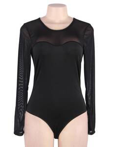 80373 5XL size teti body suit underwear sexy Ran Jerry long sleeve black 