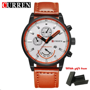 CURREN 8217 メンズ 腕時計 高品質 クオーツ ミリタリー 防水 カジュアル レザー ウォッチ ファッション 時計 ブラウン