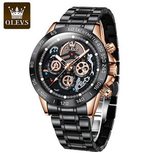 OLEVS メンズ 腕時計 高品質 クオーツ カジュアル スポーツ ファッショナブル ウォッチ 9921 クロノグラフ 防水 時計 ブラック
