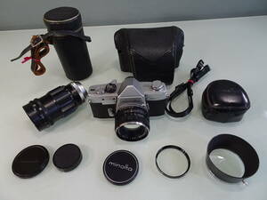 minolta/ミノルタ　SR-1　一眼レフ　フィルムカメラ　レンズ2本　レンズフード付き　未チェック　中古　昭和レトロアンティーク