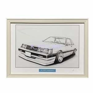  Nissan NISSAN Leopard F30[ pencil sketch ] famous car old car illustration A4 size amount attaching autographed 