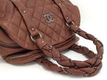 【中古】CHANEL ボストンバッグ マトラッセ レザー ブラウン_画像5