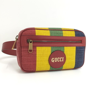 【中古】GUCCI ボディバッグ バイアデラ ストライプ キャンバス マルチカラー 625895