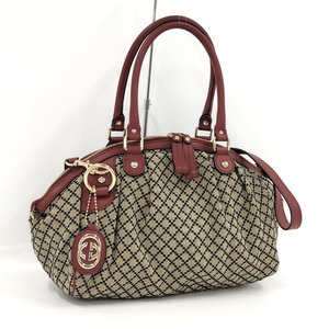 【中古】GUCCI 2WAYショルダーバッグ スーキー ディアマンテ レザー キャンバス ボルドー くすみグレー 223974