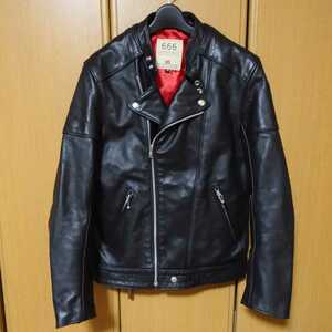666 Leather Wear セミダブルライダースジャケット 38 ステアハイド 牛革 ブラック 黒 ルイスレザー lewis leathers 英国製 パデット 